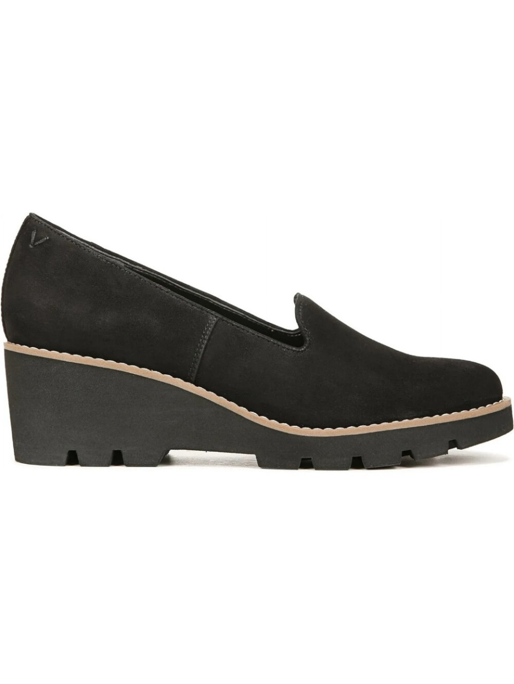 Vionic Willa Wedge Black Suede Loafers Size 10 Water Repellent